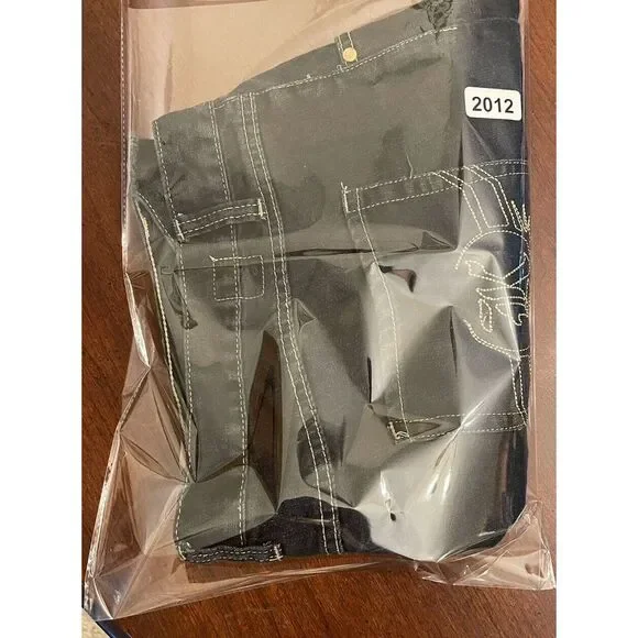 Vintage Y2K Kani Gold Shorts Raw Hem Blue Dark Wash Denim Jean 13" Inseam Sz 46‎ - Picture 11 of 11